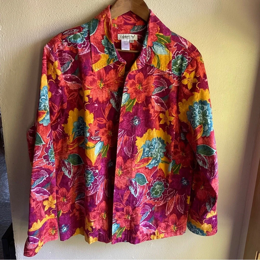 Coldwater Creek Tropical Floral Print Heavyweight Canvas Jacket. Size 1X - Picture 5 of 13